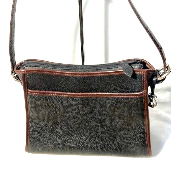 Brighton Black Pebbled Leather/Brown Croc Shoulder Bag - EUC - Picture 2 of 11